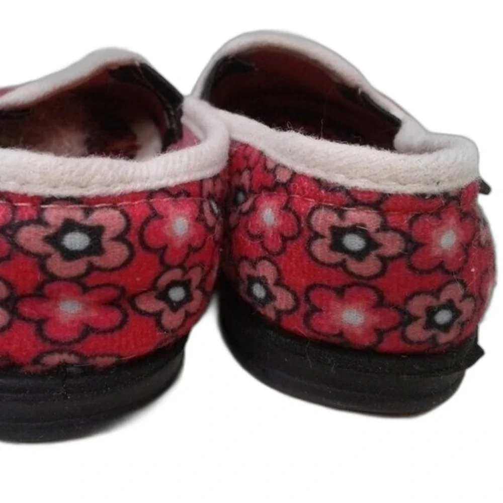 Foamtreads Little Kids Slippers Hot Pink Floral Sz10 Rubber Non-Marking Sole EUC